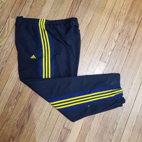 blue and yellow joggers